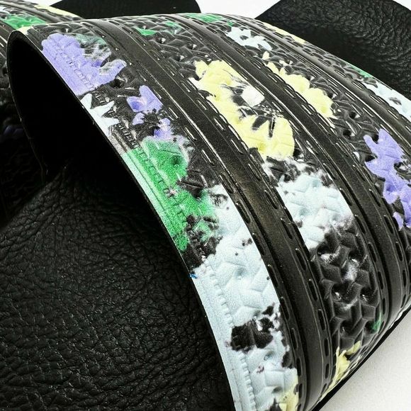 Adidas Originals H00141 Women's Sz 6 Core Black/Floral Print Adilette Slides - Picture 4 of 4